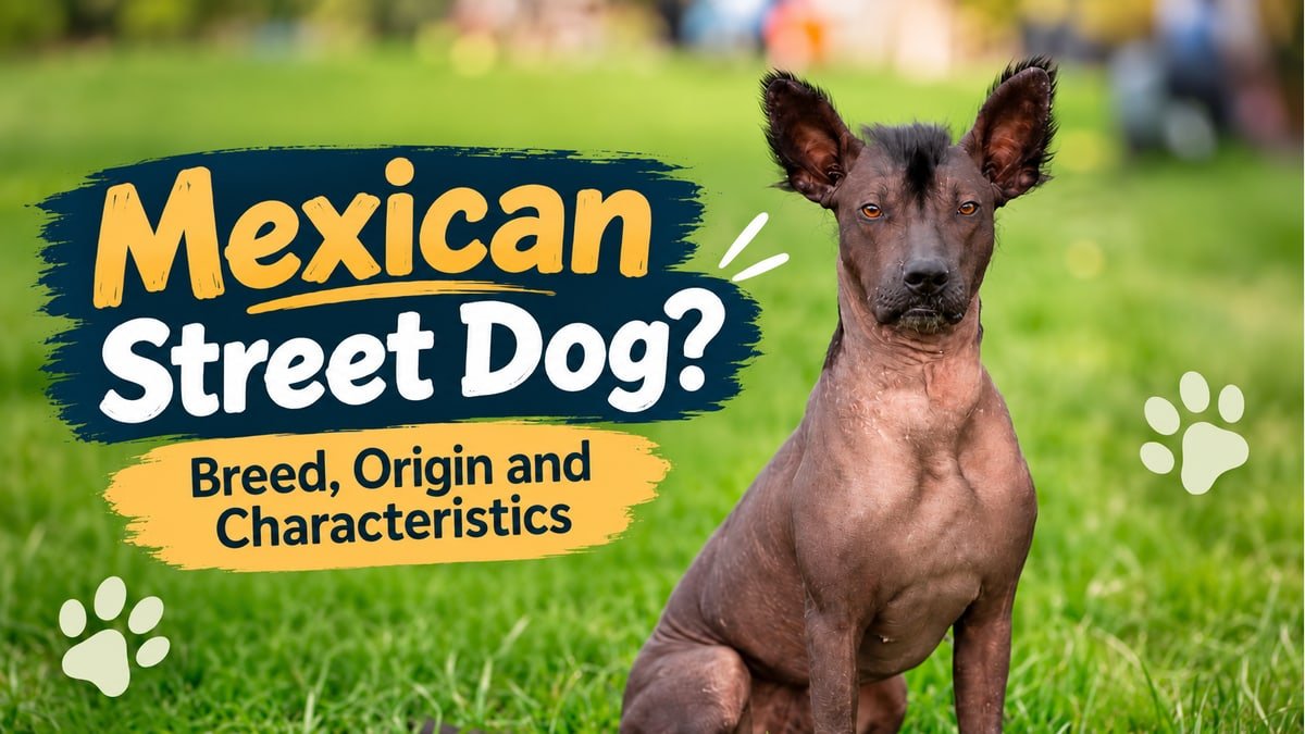 Mexican Street Dog title graphic with a hairless dog standing outdoors