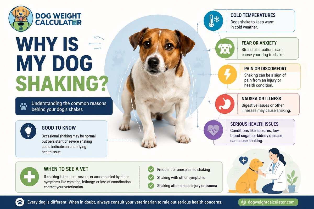 Why is my dog shaking causes and veterinary warning signs infographic
