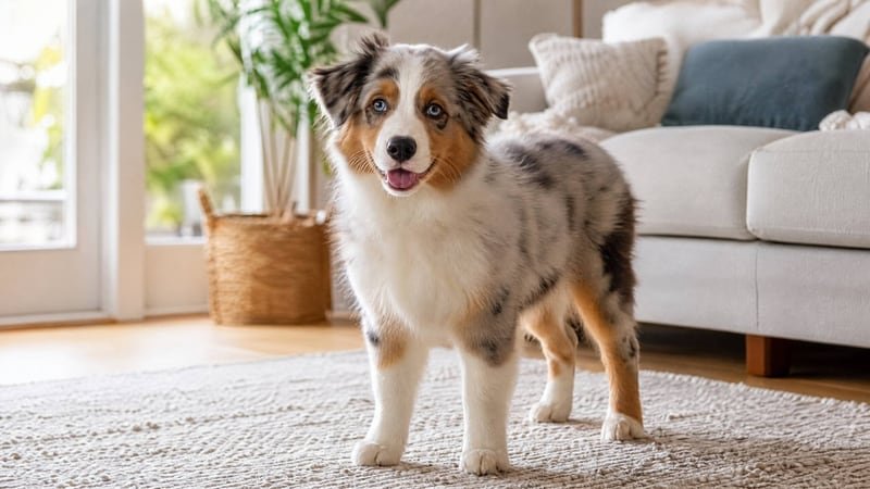 Australian Shepherd puppy daily life photo for healthy weight guidance