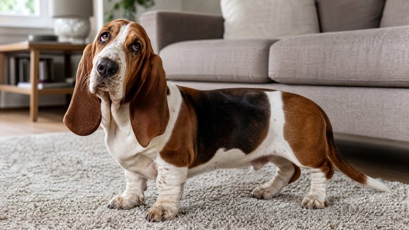 Basset Hound puppy daily life photo for healthy weight guidance
