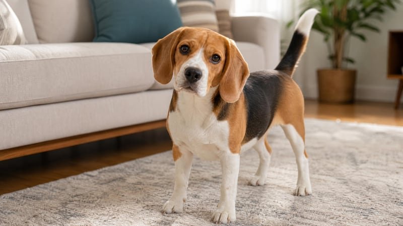 Beagle puppy daily life photo for healthy weight guidance