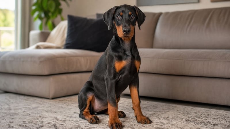 Doberman Pinscher puppy daily life photo for healthy weight guidance