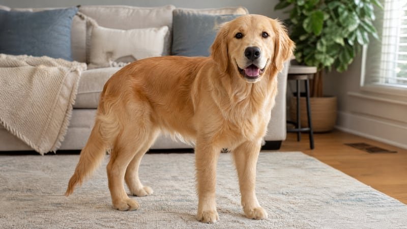 Golden Retriever puppy daily life photo for healthy weight guidance