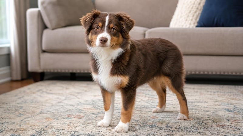 Miniature American Shepherd puppy daily life photo for healthy weight guidance