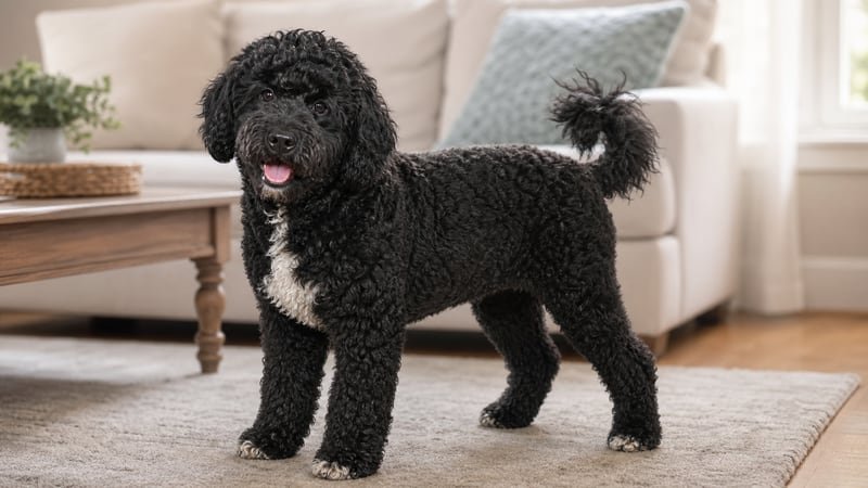 Portuguese Water Dog puppy daily life photo for healthy weight guidance