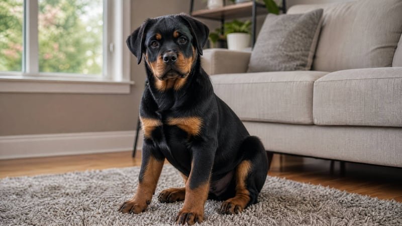 Rottweiler puppy daily life photo for healthy weight guidance