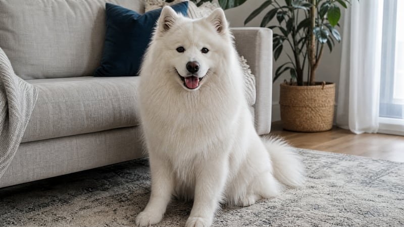 Samoyed puppy daily life photo for healthy weight guidance