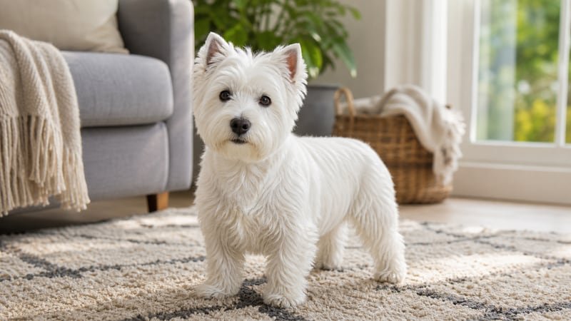 West Highland White Terrier puppy daily life photo for healthy weight guidance